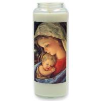 Neuvaine en verre / blanc / Vierge et Enfant