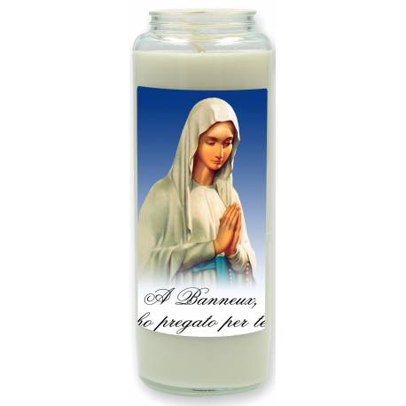 Neuvaine en verre / blanc / Buste Banneux - Texte italien