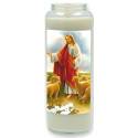 Noveenkaars in glas / wit / De goede Herder 
