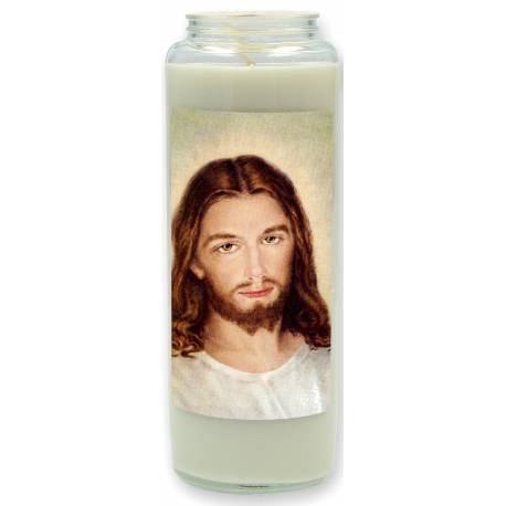 Neuvaine en verre / blanc / Christ Miséricordieux/détail