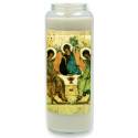 Noveenkaars in glas / wit / H Drievuldigheid ikoon 