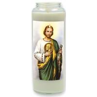 Noveenkaars in glas / wit / H Judas Thadeus 