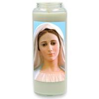 Noveenkaars in glas / wit / Medjugorje detail 