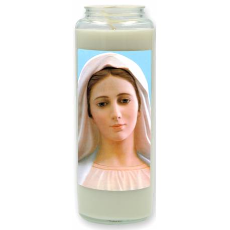 Noveenkaars in glas / wit / Medjugorje detail 