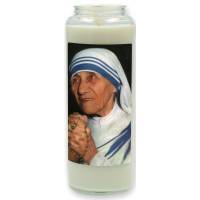Noveenkaars in glas / wit / H Moeder Teresa 