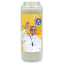Noveenkaars in glas / wit / Paus Franciscus 