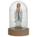 Globe en verre de 13 cm avec statue de N.D. Lourdes 9 cm