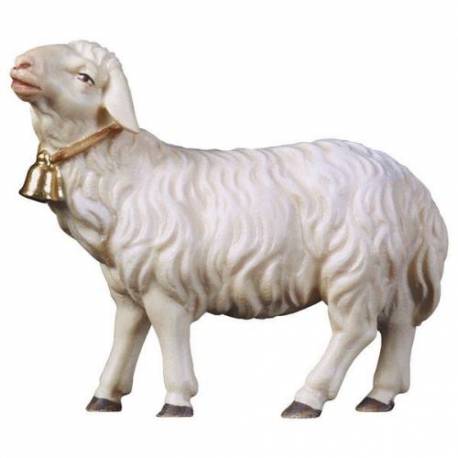Houtsnijwerk Schaap + Belletje voor kerstfiguren van 10 cm / Gekleurd 