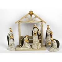 Kerststal + 6 Fig .. Cm (24 X 06 X H30 Cm) 