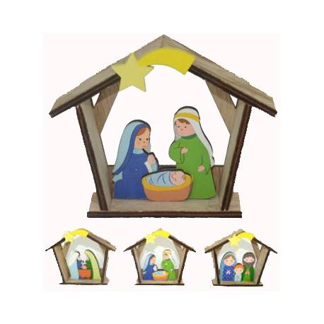 Nativité enfantine en bois, 3 modèles assortis