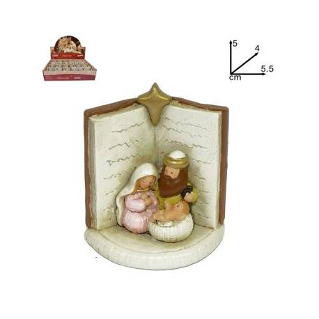Heilige Familie in boek (5.5 x 4 x 5 cm) 