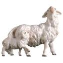 Houtsnijwerk Schaap Met Lam voor kerstfiguren van 10 cm/Gekleurd 