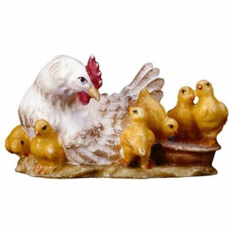 Poule/poussin pour personnages de crèche de 10 cm Couleur