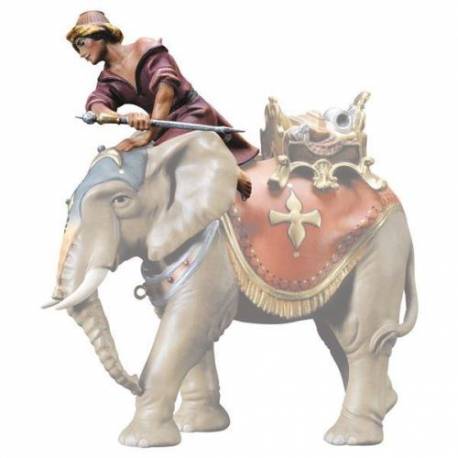 Houtsnijwerk Olifant drijver 10 Cm / Gekleurd 