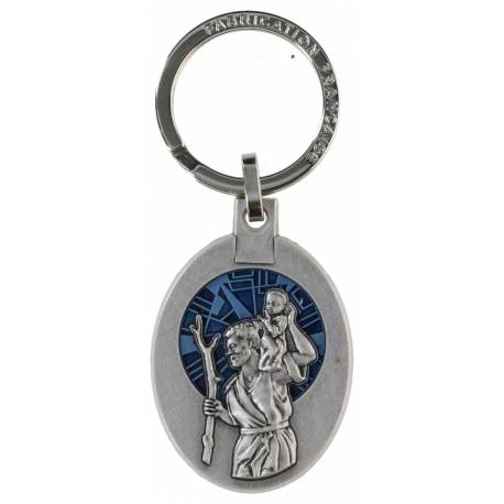 Porte-Clefs - St Christophe 45 X 32 mm - Email Bleu