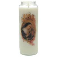 Noveenkaars in glas / wit / Heilige Rita 