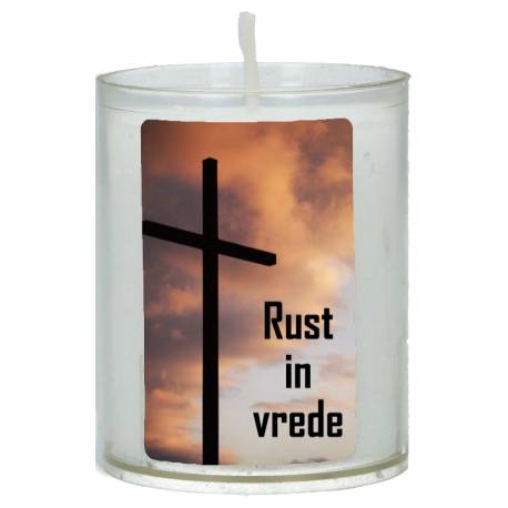 Gelegenheidskaarsje 65 x 50 mm - Rust in vrede 
