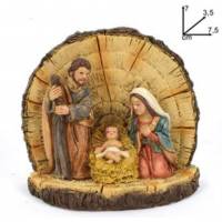 Nativité sur tronc (7.5 x 3.5 x 7cm)