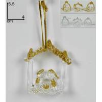 Kerstgroep 5 cm - Glas gekleurd - 24 / Display 