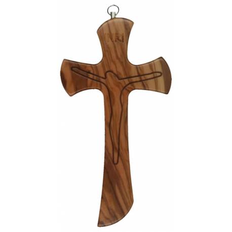 Croix murale 20 cm Bois d'olivier