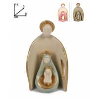 Nativité moderne en porcelaine colorée de taille moyenne (14x8x5 cm)