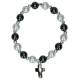 Armband op elastiek Hematiet / Wit 