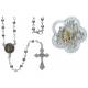 Chapelet Métal argenté 4 mm Avec mousqueton Dans boite fleur