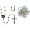 Chapelet Métal argenté 4 mm Avec mousqueton Dans boite fleur