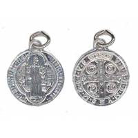 Sachet de 100 médailles 17 mm St Benoit Aluminium argenté