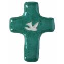 Croix Céramique - 11 X 8 cm - Vert prasin