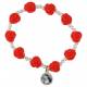 Armband/elast Wit + Rode roosjes + Med H Rita 