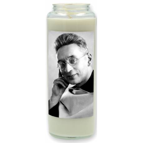 Noveenkaars in glas / wit / Heilige TITUS Brandsma 