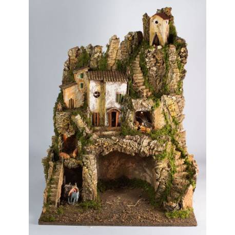 Lege Kerststal met licht voor kerstfiguren van 8 cm (52x45x70cm) 