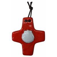 Kruisje Keramiek 8.5 X 7.5 Cm Rood 