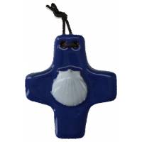 Kruisje Keramiek 8.5 X 7.5 Cm Blauw 