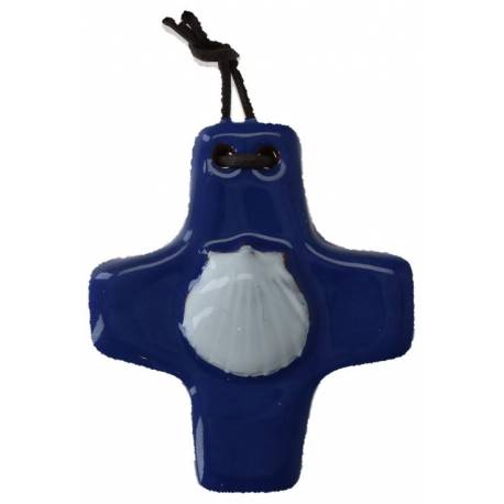 Kruisje Keramiek 8.5 X 7.5 Cm Blauw 