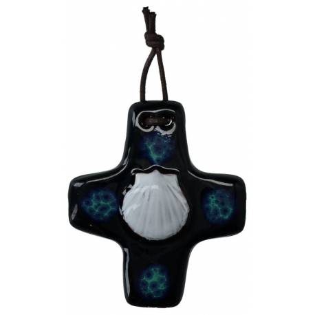Croix Céramique - 8.5 X 7.5 cm - Bleu foncé
