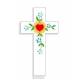 Wall Cross Love Heart Blue Flowers 10 cm 