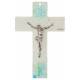 Croix Murale turquoise en verre 16 cm