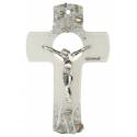 Croix Murale argenté en verre 16 cm