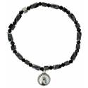 Bracelet sur élastique Hématite + Croix métal