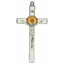 Croix Fiat 20 X 10 cm - Email blanc / Métal argenté