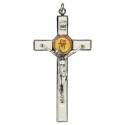 Croix Fiat 12 X 6 cm - Email blanc / Métal argenté