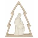 Nativité en résine blanche dans un sapin brun (12.x16 cm)