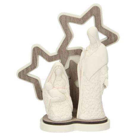 Heilige Familie in hars met ster decor 14 cm 