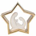 Heilige Familie in hars in een goudkleurig ster 15x15 cm 