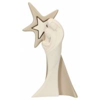 Nativité en résine blanche avec étoile beige 13 x 10 cm