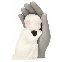 Enfant dans une main couchée 10.5 cm gris