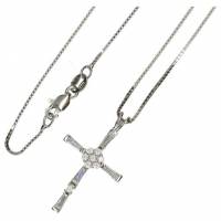 Croix 30 mm argent avec zircon et chaîne