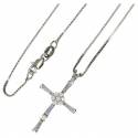 Croix 30 mm argent avec zircon et chaîne